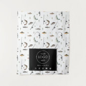 テーブルランナーバナービジネスロゴ魚釣り魚 タペストリー (正面)