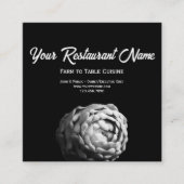 テーブルレストランへの白黒アーティチョークファーム コーリングカード (正面)