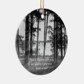 テーブルロックの霧の木のグレースケールバイブル聖句 セラミックオーナメント (右)