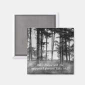 テーブルロックの霧の木のグレースケールバイブル聖句 マグネット (正面/裏面)