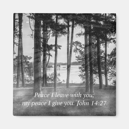 テーブルロックの霧の木のグレースケールバイブル聖句 マグネット (正面)