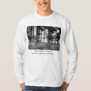 テーブルロックの霧の木のグレースケールバイブル聖句 Tシャツ