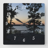 テーブルロックサンセットウォールクロック スクエア壁時計 (正面)