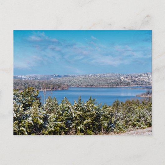 テーブルロックレイクはがきで雪がちり ポストカード (正面)