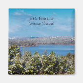 テーブルロックレイクスクエアマグネットで雪ダスティング マグネット (正面)