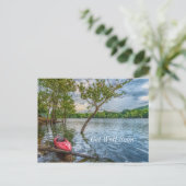 テーブルロック湖で浮かぶカヤック 早く治りますように ポストカード (スタンド正面)