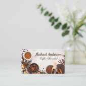 テーブル上のコーヒーメーカー用品 名刺 (スタンド正面)