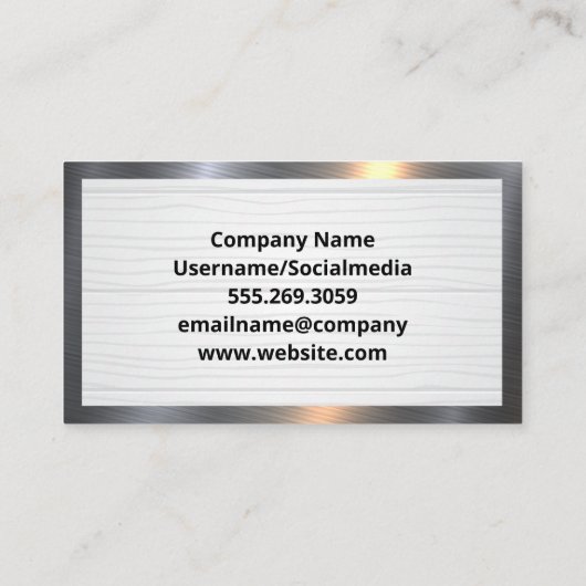 テーブル上の大工ツール | メタル 名刺 (裏面)