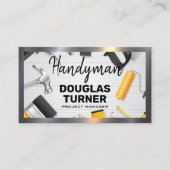 テーブル上の大工ツール | メタル 名刺 (正面)