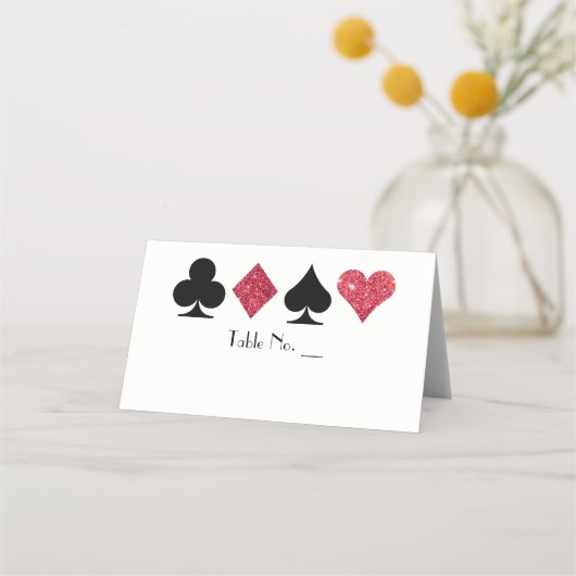 テーブル名フェイク付きベガスレッドグリッター座席表 プレイスカード (正面)