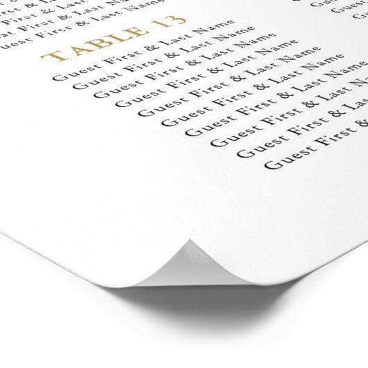 テーブル大金ゴールド結婚の客席表16 ポスター (角)