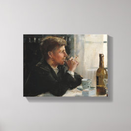 テーブル失ったに考え人が座った キャンバスプリント