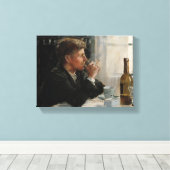 テーブル失ったに考え人が座った キャンバスプリント (インサイチュ (ウッドフロア))