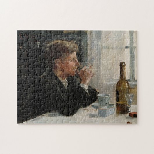 テーブル失ったに考え人が座った ジグソーパズル (横)