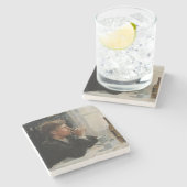 テーブル失ったに考え人が座った ストーンコースター (横)