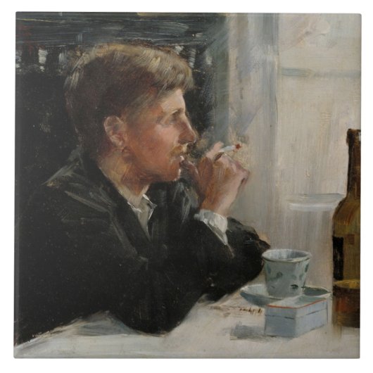 テーブル失ったに考え人が座った タイル (正面)