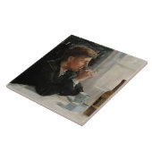 テーブル失ったに考え人が座った タイル (側面)