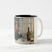 テーブル失ったに考え人が座った ツートーンマグカップ (正面右)