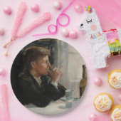 テーブル失ったに考え人が座った ペーパープレート (パーティー)