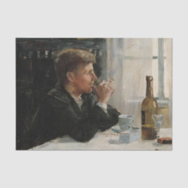 テーブル失ったに考え人が座った 薄葉紙