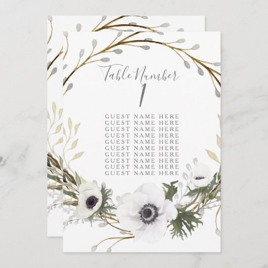 テーブル席札 カード アネモネ ワイルドフラワー ウェディング (正面/裏面)