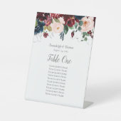 テーブル席表ネイビーブルーとブルゴーニュのフローラ 台座サイン (正面)