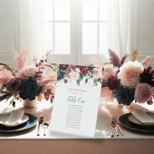 テーブル席表ネイビーブルーとブルゴーニュのフローラ 台座サイン