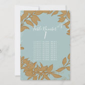 テーブル座席埃っぽい青と白のリースブライダル 招待状 (正面)