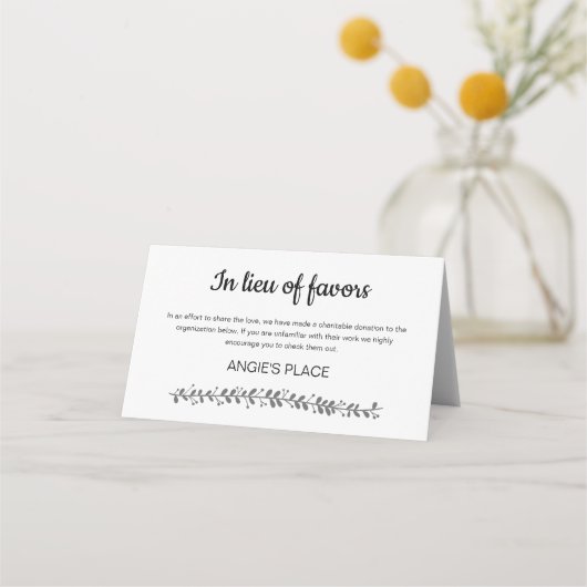 テーブル座席番号付きチャリティー結婚寄付 プレイスカード (裏面)