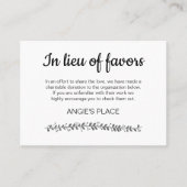 テーブル座席番号付きチャリティー結婚寄付 プレイスカード (正面)