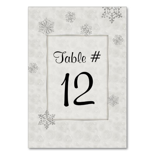 テーブル数を結婚する冬の白い雪片 テーブルナンバー (裏面)