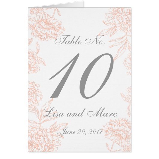 テーブル数を結婚する珊瑚の灰色の花のヴィンテージ (正面)