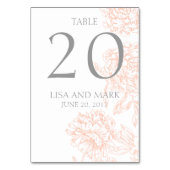 テーブル数を結婚する珊瑚の灰色の花のヴィンテージ テーブルナンバー (正面)