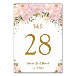 テーブル数を結婚する赤面の花のピンクの金ゴールド テーブルナンバー
