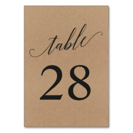 テーブル数カード|素朴な手書きの書道 テーブルナンバー