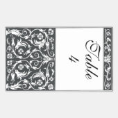 テーブル数ダマスク織ペン及びインク白黒の結婚式 長方形シール (正面)