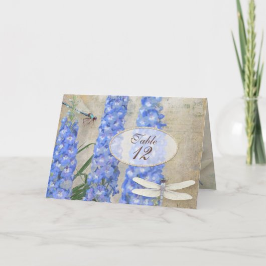 テーブル数テントカードトンボの蝶花柄 カード (正面)