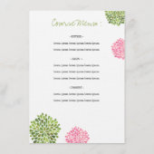 テーブル数座席表及び結婚式メニュー開花 メニュー (裏面)