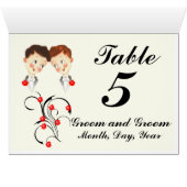 テーブル数郵便はがきのテントのかわいい2人の新郎のゲイは結婚します (内部横(下))