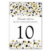 テーブル数金ゴールド及び銀のグリッターの星の紙吹雪 テーブルナンバー (正面)