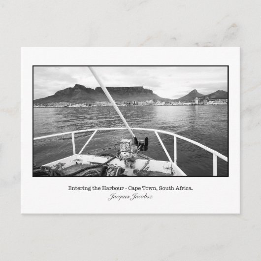 テーブル湾に入るボートのはがき ポストカード (正面)