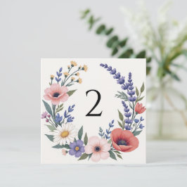 テーブル番号のフローラ縁ど シーズンカード