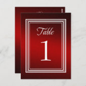テーブル番号の赤いきらめく ポストカード (正面/裏面)