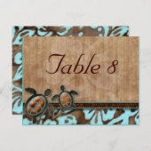 テーブル番号はがきビーチ結婚式タートルブルー ポストカード (正面/裏面)