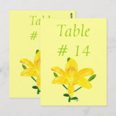 テーブル番号はがき、黄色の百合 ポストカード (正面/裏面)