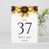 テーブル番号ひまわり結婚の白い黄色のカード (スタンド正面)