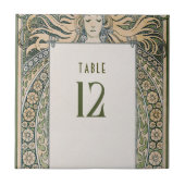 テーブル番号アールヌーボーミュシャヴィンテージデコ タイル (正面)