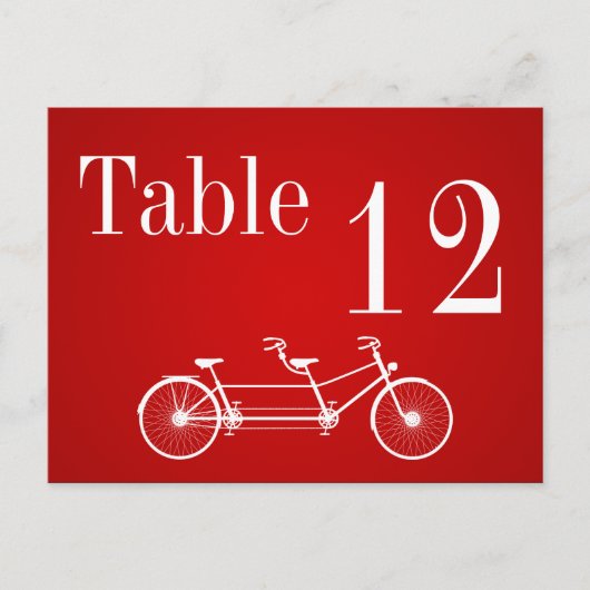 テーブル番号カードお洒落赤ダブルバイク ポストカード (正面)