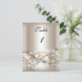テーブル番号カードクリームホワイト金ゴールド ポストカード (スタンド正面)