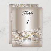 テーブル番号カードクリームホワイト金ゴールド ポストカード (正面/裏面)